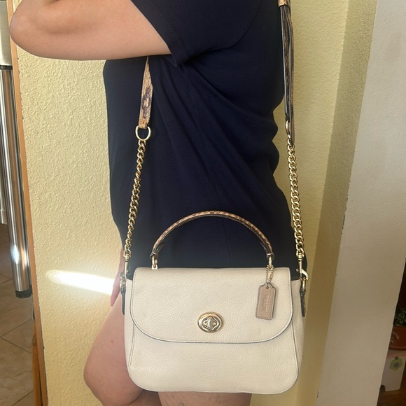 Coach Marlie Top Handle Satchel pebbled leather with Snakeskin detail, EUC - Picture 3 of 17
